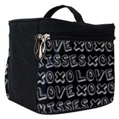 Black And White Love Kisses Pattern Make Up Travel Bag (small) by GardenOfOphir