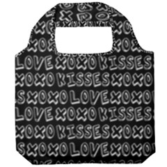 Black And White Love Kisses Pattern Foldable Grocery Recycle Bag by GardenOfOphir