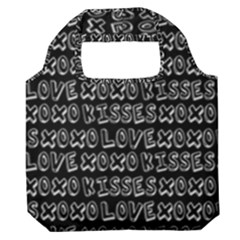 Black And White Love Kisses Pattern Premium Foldable Grocery Recycle Bag by GardenOfOphir