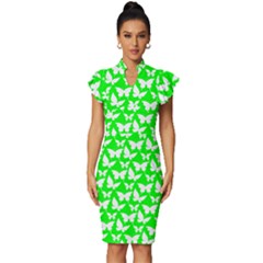 Pattern 328 Vintage Frill Sleeve V-neck Bodycon Dress by GardenOfOphir