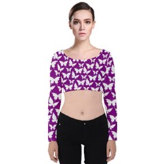 Pattern 333 Velvet Long Sleeve Crop Top by GardenOfOphir