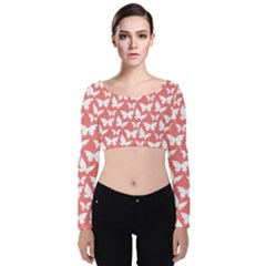 Pattern 335 Velvet Long Sleeve Crop Top by GardenOfOphir