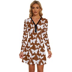 Pattern 339 Long Sleeve Deep V Mini Dress  by GardenOfOphir