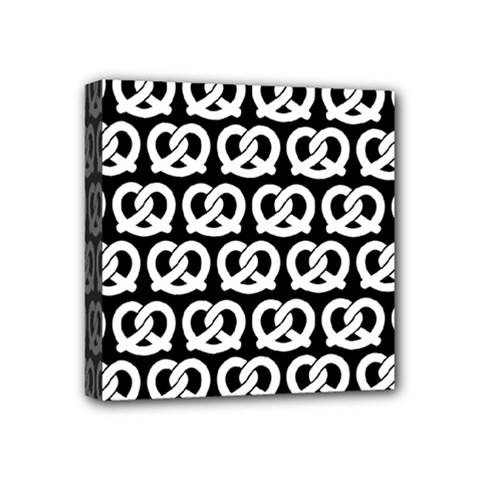 Black And White Pretzel Illustrations Pattern Mini Canvas 4  X 4  (stretched) by GardenOfOphir