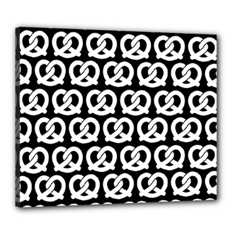 Black And White Pretzel Illustrations Pattern Canvas 24  X 20  (stretched) by GardenOfOphir