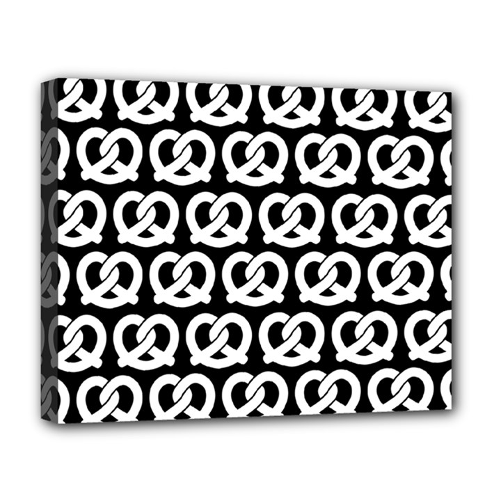 Black And White Pretzel Illustrations Pattern Deluxe Canvas 20  x 16  (Stretched)