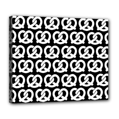 Black And White Pretzel Illustrations Pattern Deluxe Canvas 24  X 20  (stretched) by GardenOfOphir