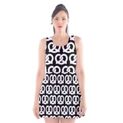 Black And White Pretzel Illustrations Pattern Scoop Neck Skater Dress by GardenOfOphir