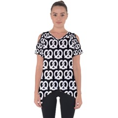 Black And White Pretzel Illustrations Pattern Cut Out Side Drop Tee by GardenOfOphir