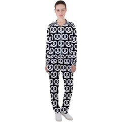 Black And White Pretzel Illustrations Pattern Casual Jacket And Pants Set by GardenOfOphir