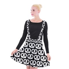 Black And White Pretzel Illustrations Pattern Suspender Skater Skirt by GardenOfOphir