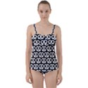 Black And White Pretzel Illustrations Pattern Twist Front Tankini Set View1