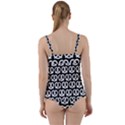 Black And White Pretzel Illustrations Pattern Twist Front Tankini Set View2