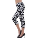 Black And White Pretzel Illustrations Pattern Lightweight Velour Capri Leggings  View3