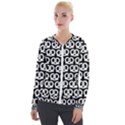 Black And White Pretzel Illustrations Pattern Velvet Zip Up Jacket View1