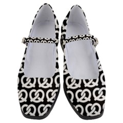 Black And White Pretzel Illustrations Pattern Women s Mary Jane Shoes by GardenOfOphir