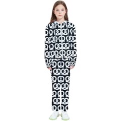 Black And White Pretzel Illustrations Pattern Kids  Tracksuit by GardenOfOphir