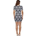 Black And White Pretzel Illustrations Pattern Low Cut Cap Sleeve Mini Dress View4