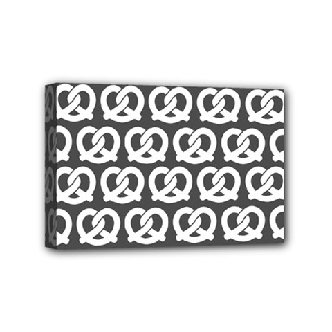 Gray Pretzel Illustrations Pattern Mini Canvas 6  X 4  (stretched) by GardenOfOphir