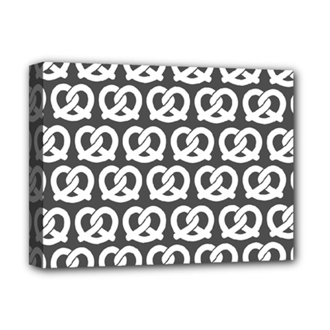 Gray Pretzel Illustrations Pattern Deluxe Canvas 16  X 12  (stretched)  by GardenOfOphir