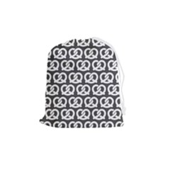 Gray Pretzel Illustrations Pattern Drawstring Pouch (medium) by GardenOfOphir