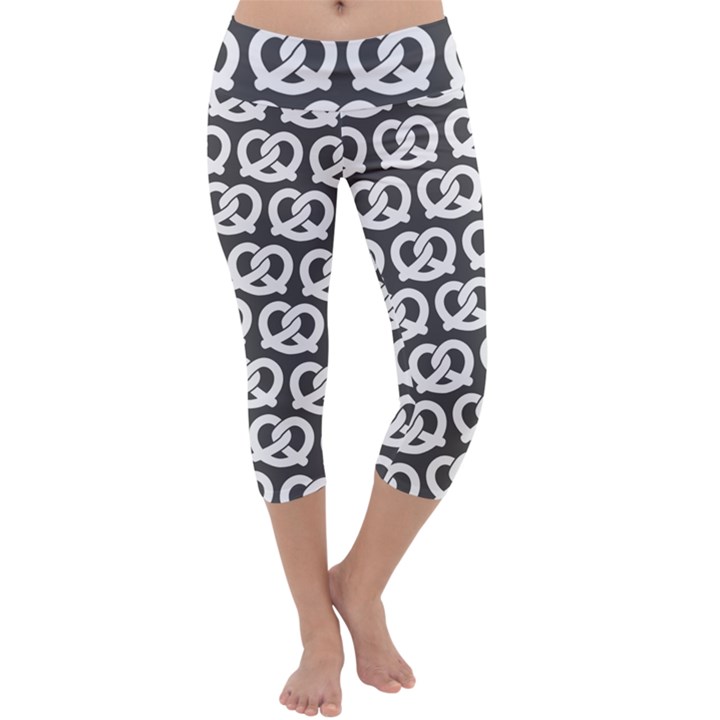 Gray Pretzel Illustrations Pattern Capri Yoga Leggings