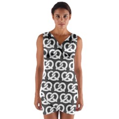 Gray Pretzel Illustrations Pattern Wrap Front Bodycon Dress by GardenOfOphir