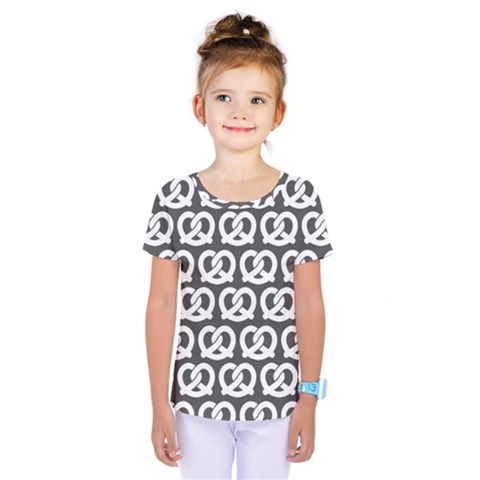 Gray Pretzel Illustrations Pattern Kids  One Piece Tee by GardenOfOphir