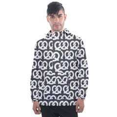 Gray Pretzel Illustrations Pattern Men s Front Pocket Pullover Windbreaker by GardenOfOphir