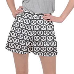 Gray Pretzel Illustrations Pattern Women s Ripstop Shorts by GardenOfOphir