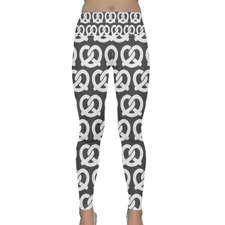 Gray Pretzel Illustrations Pattern Lightweight Velour Classic Yoga Leggings