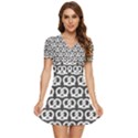 Gray Pretzel Illustrations Pattern V-Neck High Waist Chiffon Mini Dress View1