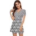 Gray Pretzel Illustrations Pattern V-Neck High Waist Chiffon Mini Dress View2