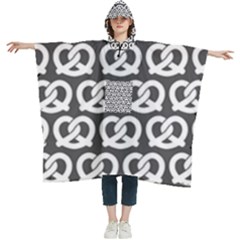 Gray Pretzel Illustrations Pattern Women s Hooded Rain Ponchos by GardenOfOphir