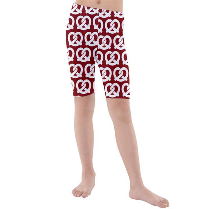 Red Pretzel Illustrations Pattern Kids  Mid Length Swim Shorts