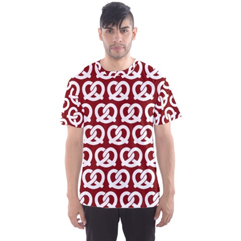 Red Pretzel Illustrations Pattern Men s Sport Mesh Tee by GardenOfOphir