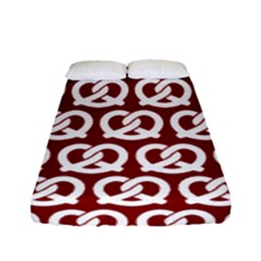 Red Pretzel Illustrations Pattern Fitted Sheet (full/ Double Size) by GardenOfOphir