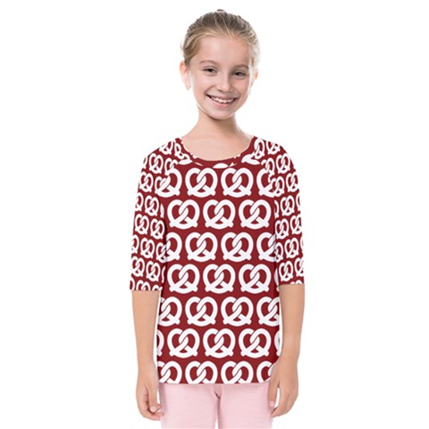 Red Pretzel Illustrations Pattern Kids  Quarter Sleeve Raglan Tee by GardenOfOphir