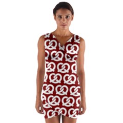 Red Pretzel Illustrations Pattern Wrap Front Bodycon Dress by GardenOfOphir