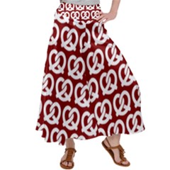 Red Pretzel Illustrations Pattern Women s Satin Palazzo Pants by GardenOfOphir