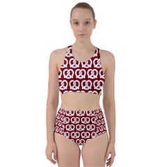 Red Pretzel Illustrations Pattern Racer Back Bikini Set by GardenOfOphir