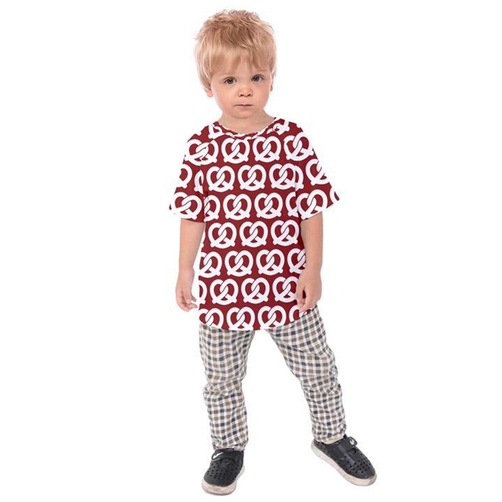 Red Pretzel Illustrations Pattern Kids  Raglan Tee