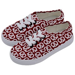 Red Pretzel Illustrations Pattern Kids  Classic Low Top Sneakers by GardenOfOphir