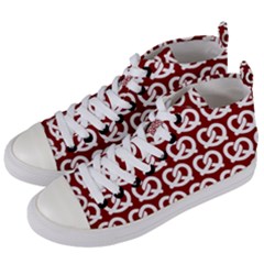 Red Pretzel Illustrations Pattern Women s Mid-top Canvas Sneakers by GardenOfOphir