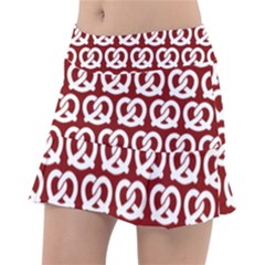 Red Pretzel Illustrations Pattern Classic Tennis Skirt by GardenOfOphir