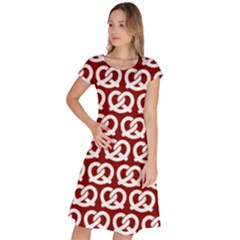 Red Pretzel Illustrations Pattern Classic Short Sleeve Dress by GardenOfOphir