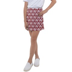 Red Pretzel Illustrations Pattern Kids  Tennis Skirt by GardenOfOphir