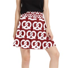 Red Pretzel Illustrations Pattern Waistband Skirt by GardenOfOphir