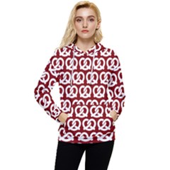 Red Pretzel Illustrations Pattern Women s Lightweight Drawstring Hoodie by GardenOfOphir