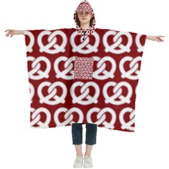 Red Pretzel Illustrations Pattern Women s Hooded Rain Ponchos by GardenOfOphir